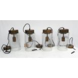 CEILING PENDANT LIGHTS, a set of four, 1970's Italian style, 137cm drop. (4)