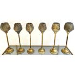 CANDLE LANTERNS, six, 46cm H, gilt metal, goblet design. (6)