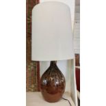 STUDIO POTTERY VASE TABLE LAMP, 82cm H overall, with white shade.