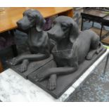 RECUMBENT HOUNDS, a pair, faux bronze, 81cm x 30cm x 48cm. (2)