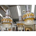 CHANDELIER, 100cm Drop approx, vintage 1960's, three arm.