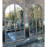 ARCHITECTURAL GARDEN MIRRORS, two, 170cm x 90cm, gated design.