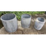 PLANTERS, graduated set of three, 50cm x 45cm x 45cm, Victorian style. (3)