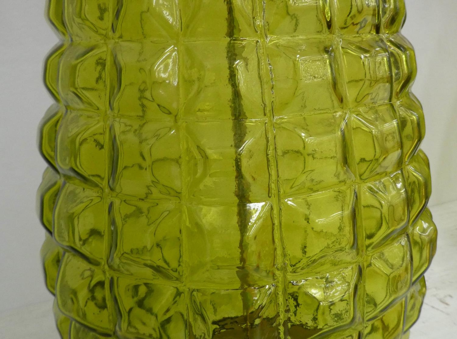 TABLE LAMPS, two, 69cm H, with shades, contemporary green glass design. (2) - Image 3 of 5