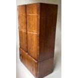 ART DECO WARDROBE, 173cm H x 50cm D x 105cm W, figured walnut, with fitted interior and hanging