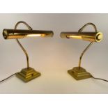 BANKERS LAMPS, a pair, vintage English brass, 42cm H. (2)