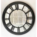 CLOCK MIRROR, vintage French Courtyard style clock dial with mirror back, 107cm W.