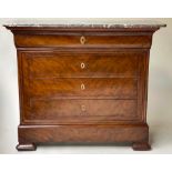 COMMODE, 19th century French Louis Philippe figured walnut of shallow proportions with four long