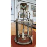 HALL LANTERN, 71cm H x 37cm W, brass with curved glass.