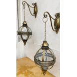 WALL HANGING CANDLE LANTERNS, two, 80cm H regency style. (2)