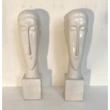 CONTEMPORARY SCHOOL, 61cm H, untitled ceramic busts, a pair. (2)