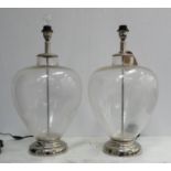 SIDE LAMPS, a pair, glass, each 64cm H. (2)