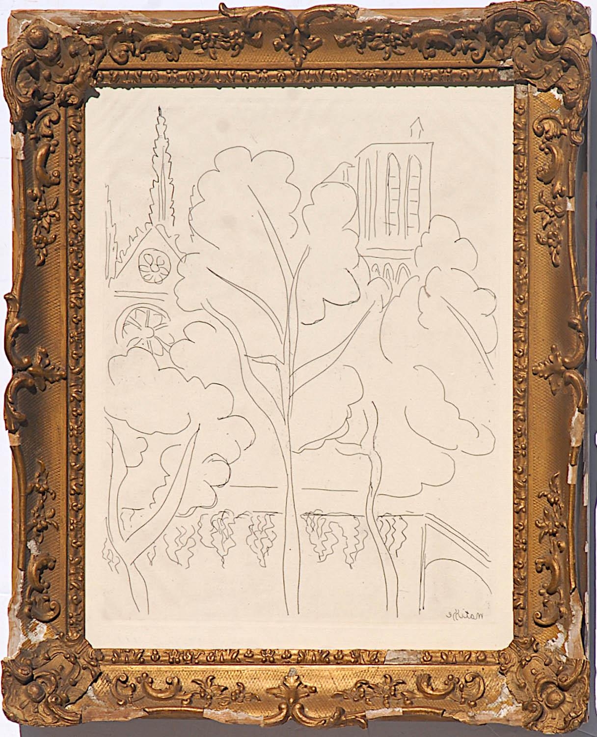 HENRI MATISSE 'Notre Dame de Paris', etching on vellum, signed in the plate, French frame, 38cm x