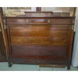 HEADBOARD, late 19th century French Empire revival mahogany, brass inlaid and mounted, 138cm H x