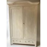 ARMOIRE, 210cm H x 142cm W x 65cm D, 19th century French, traditionally grey painted, with arched
