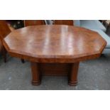 DINING TABLE, 138cm x 115cm x 76cm, vintage French Art Deco, Thuya with dodecagonal top.
