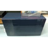 CHEST OF DRAWERS, 121cm x 52cm x 70cm, contemporary blue lacquered finish.