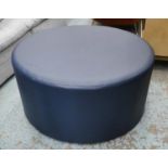 OTTOMAN, 44cm x 90cm Diam, contemporary blue leather.