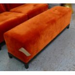 LONG STOOL, 129.5cm x 34.5cm x 43.5cm, contemporary orange velvet.