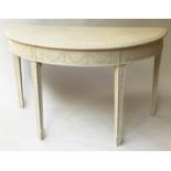 CONSOLE TABLE, 127cm W x 63cm D x 75cm H, George III design, Adam style grey painted demi lune