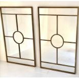 ARCHITECTURAL WALL MIRRORS, a pair, 110cm x 70cm, 1960's French style. (2)