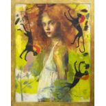 CHARLES DWYER (Contemporary American) 'Aphrodite's Dream', oil on canvas, 100cm H x 75cm W, framed.