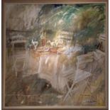 JO VANTOURNHOUT (Contemporary Belgian) 'La Table du Jardin', oil on canvas, signed, accompanied by