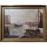 EARLY 20th CENTURY SCHOOL 'Hull Harbour', oil on canvas, signed indistinctly and dated '04, 50cm x