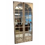 ARCHITECTURAL WALL MIRROR, distressed white painted frame, comes in two parts, 203cm H x 97cm W