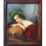 MANNER of Sir THOMAS LAWRENCE 'Lady in Green Turban Resting on Cushions', oil on canvas, bearing a