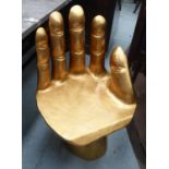 HAND CHAIR, 57cm W x 91.5cm H in a gold finish.