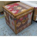 ANDREW MARTIN KILIM CUBE CHEST, 59cm sq. x 60cm H.