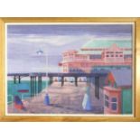 20th CENTURY BRITISH SCHOOL 'Sailing by the Pier', oil on board, signed and dated 'P. Wilson 69',