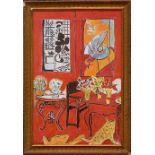 HENRI MATISSE 'Red Room', quadrichrome, plate signed, 68cm x 45cm, framed and glazed. (Subject to