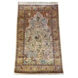 FINE TREE OF LIFE DESIGN SILK RUG, 135cm x 83cm.