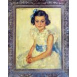20th CENTURY SCHOOL 'Portrait of a Little Girl', 1934, oil on canvas, indistinctly signed and