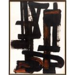 PIERRE SOULAGES 'Abstract in Black', quadrichrome, plate signed, 72cm x 55cm, framed and glazed,