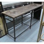 I J L BROWN CONSOLE TABLE, 180cm x 50cm x 85cm.