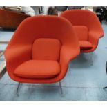 AFTER EERO SAARINEN WOMB STYLE CHAIRS, a pair, 105cm W. (2)