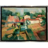 TIMOTHY VIVIAN (Canadian 1926-2018) 'Landscape with Village', oil on canvas, signed, 40cm x 55cm,