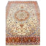 FINE PART SILK TABRIZ RUG, 210cm x 150cm.