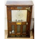 PENNY SLOT MACHINE, 76cm H x 50cm W x 22cm D, Edwardian 'Circle Skills'.