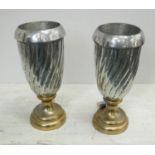 VESSELS, a pair, 36cm H, gilt and polished metal. (2)