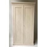 WARDROBE, Victorian grey painted, with two panelled doors, 97cm W x 181cm H x 48cm D.