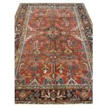 ANTIQUE PERSIAN HERIZ CARPET, 296cm x 220cm.