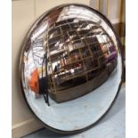 CONVEX WALL MIRROR, 101cm Diam approx., vintage style, steel frame.