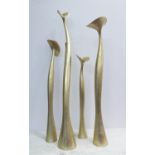 CONTEMPORARY SCHOOL SCULPTURAL IRISES, four, tallest 105cm H. (4)