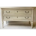 COMMODE, 126cm W x 62cm D x 80cm H, French Directoire style, traditionally grey painted and silvered