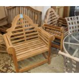 LUTYENS STYLE ARMCHAIRS, a pair, 107cm H x 89cm W x 64cm D, teak. (2)