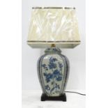 LAMP TABLE, 75cm H Chinese export style blue and white ceramic, with shade.